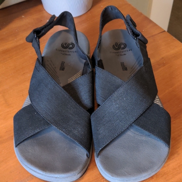 Clarks Shoes - Clarks Black Stretch Slingbacks Sandals 7 M